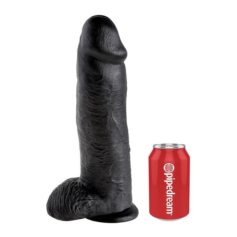 KING COCK - DILDO BLACK WITH BALLS 30.48 CM