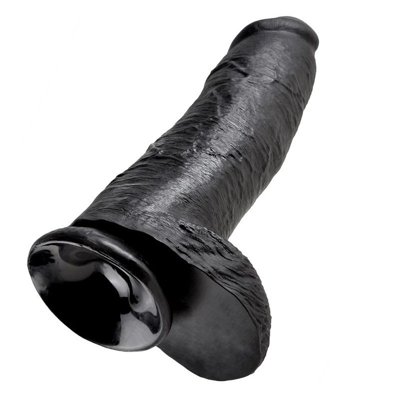 KING COCK - DILDO BLACK WITH BALLS 30.48 CM