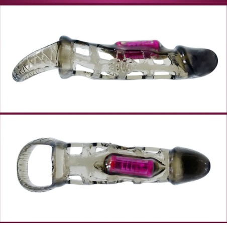 BAILE - PENIS EXTENSION SLEEVE WITH VIBRATION AND STRAP 13.5 CM