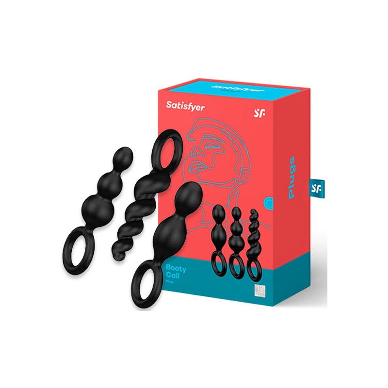 SATISFYER ANAL PLUGS SET 3PCS BLACK