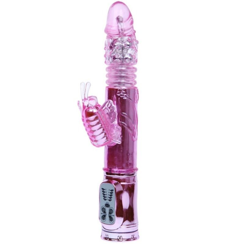 VIBRADOR RECARGABLE CON ROTACION Y ESTIMULADOR...