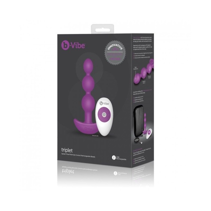 B-VIBE - TRIPLET ANAL CONTROL REMOTO BEADS ROSA