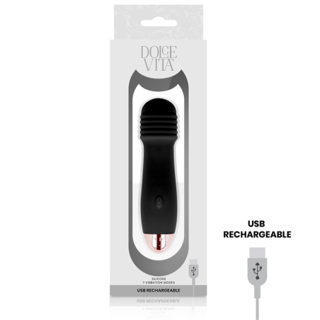 DOLCE VITA - VIBRADOR RECARGABLE TRES NEGRO 7 VELOCIDADES