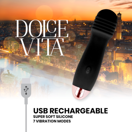 DOLCE VITA - VIBRADOR RECARGABLE TRES NEGRO 7 VELOCIDADES