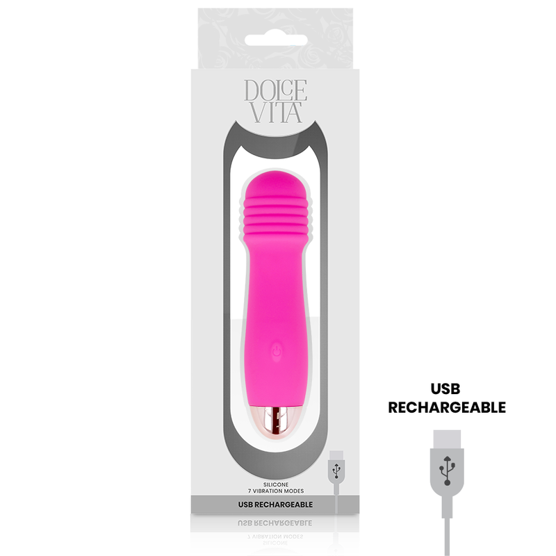 DOLCE VITA - VIBRADOR RECARGABLE THREE ROSA 7...
