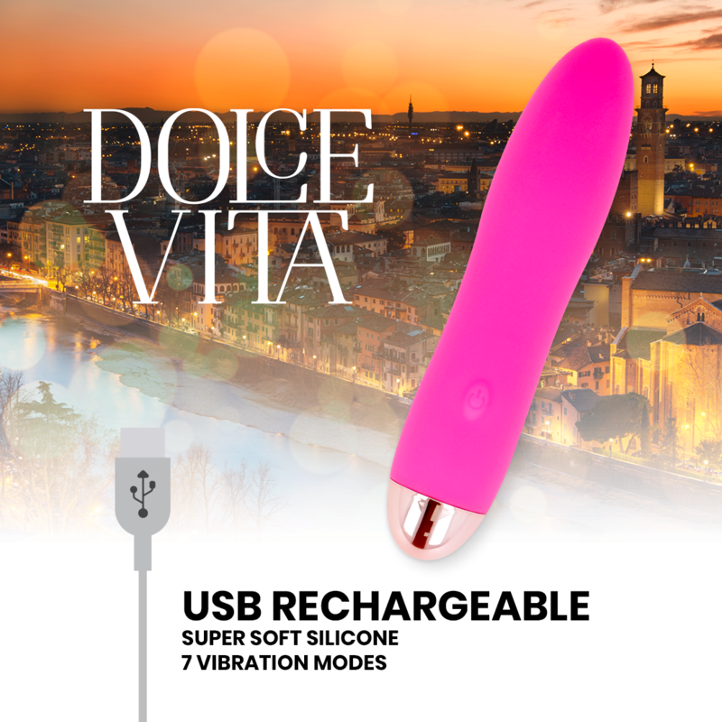 DOLCE VITA - VIBRADOR RECARGABLE FOUR ROSA 7...