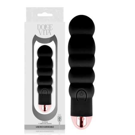 DOLCE VITA - VIBRADOR RECARGABLE SIX NEGRO 7 VELOCIDADES
