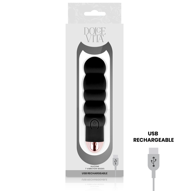DOLCE VITA - VIBRADOR RECARGABLE SIX NEGRO 7...