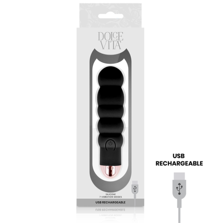 DOLCE VITA - VIBRADOR RECARGABLE SIX NEGRO 7 VELOCIDADES