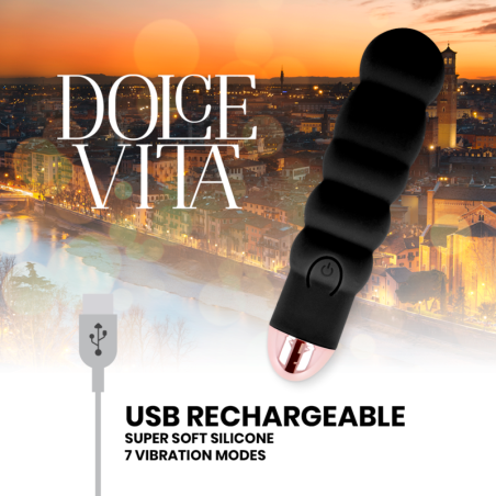 DOLCE VITA - VIBRADOR RECARGABLE SIX NEGRO 7 VELOCIDADES