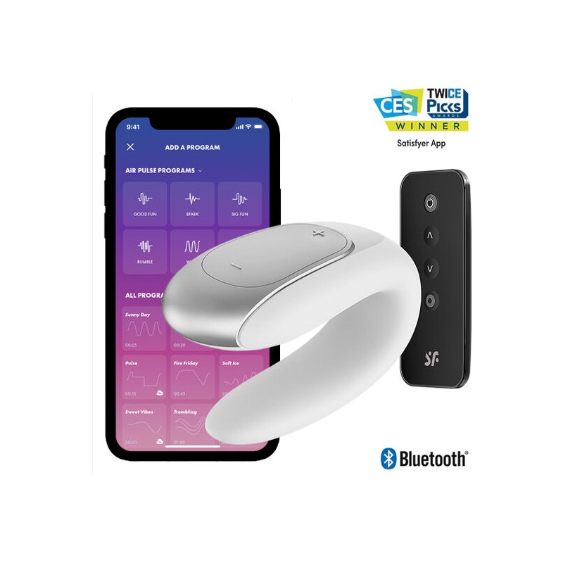 SATISFYER DOUBLE FUN PARTNER VIBRATOR - BLANCO