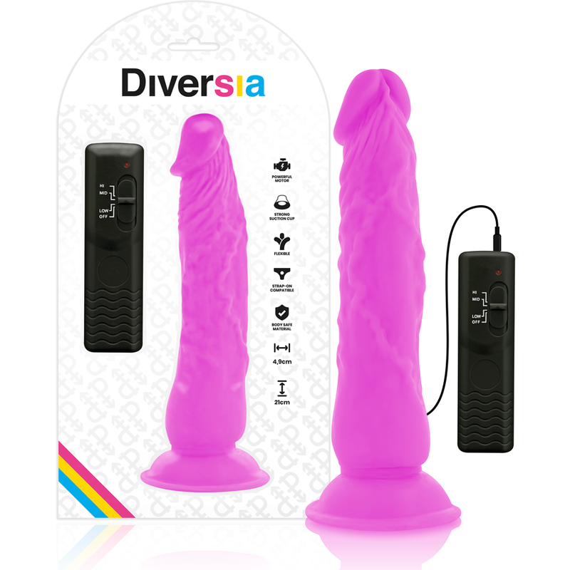 DIVERSIA - FLEXIBLE VIBRATING DILDO PURPLE 21...