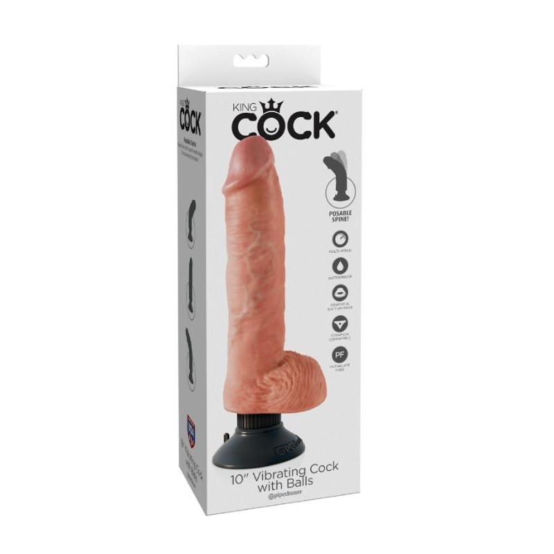 KING COCK - 25.5 CM VIBRATING COCK WITH BALLS...