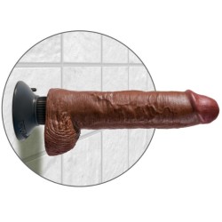 KING COCK - 25.5 CM VIBRATING COCK WITH BALLS BROWN 2