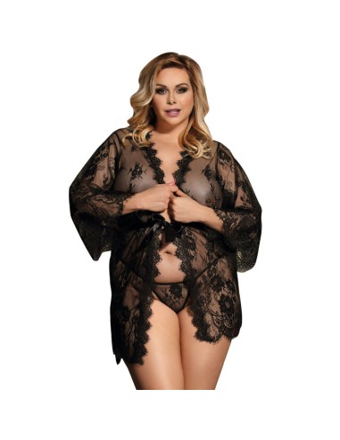 SUBBLIME QUEEN PLUS PEIGNOIR CON BORDADOS Y...