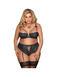 SUBBLIME QUEEN PLUS SET SUJETADOR Y PANTIES CON LIGUERO