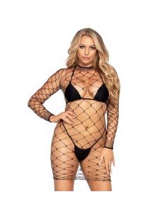 LEG AVENUE MINI VESTIDO EN RED MANGAS LARGAS TALLA UNICA