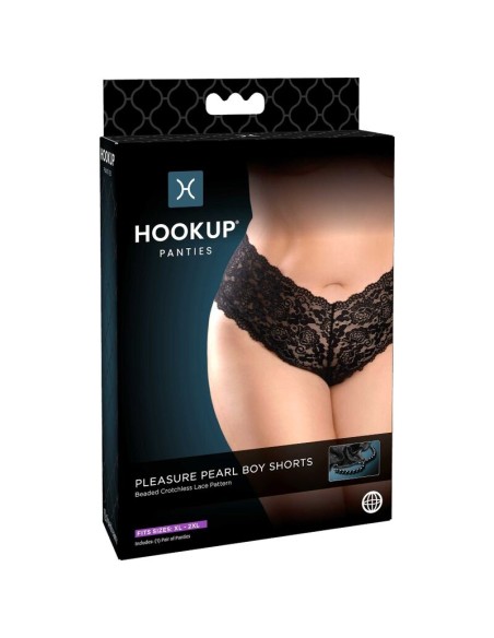 HOOK UP PANTIES - PLEASURE PEARL PANTY BOY SHORTS XL-2XL