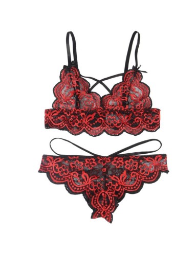 SUBBLIME - SET DOS PIEZAS TOP Y PANTIES ENCAJE S/M