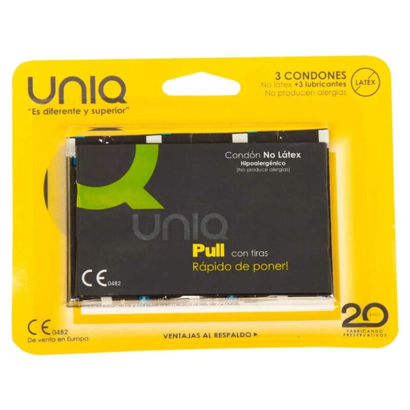 UNIQ PULL PRESERVATIVOS CON TIRAS SIN LATEX 3...