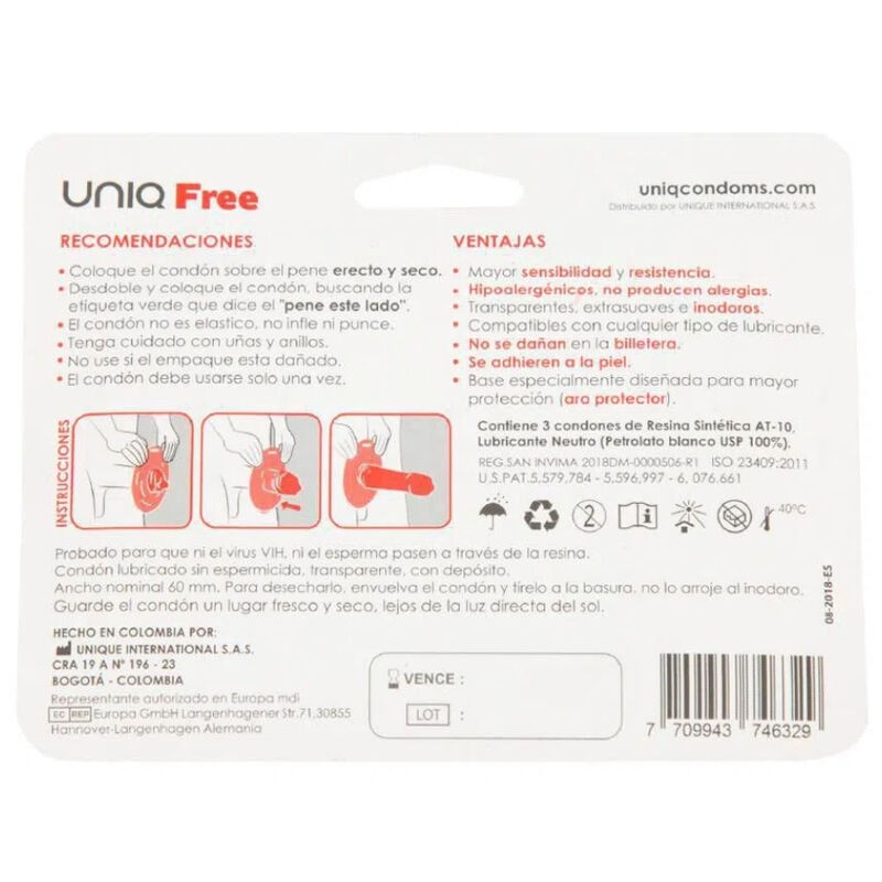 UNIQ FREE PRESERVATIVOS CON ARO PROTECTOR SIN...