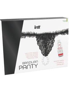 INTT - PANTY BRASILEÑA NEGRA CON PERLAS Y GEL LUBRICANTE...
