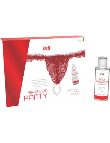 INTT - PANTY BRASILEÑO ROJA CON PERLAS Y GEL...