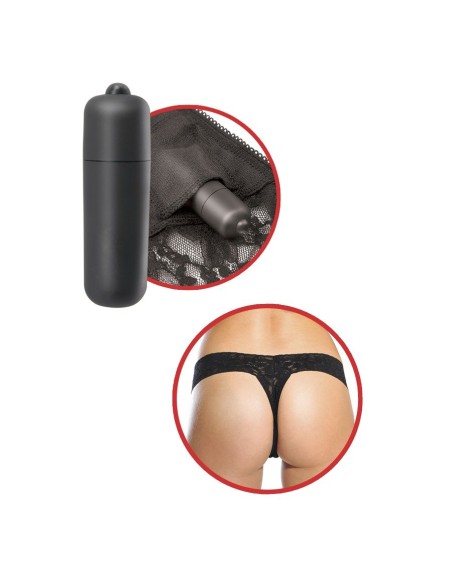 FETISH FANTASY TANGA DE ENCAJE NEGRO CON VIBRADOR