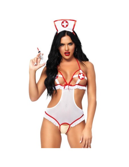 LEG AVENUE TEDDY CON ABERTURA ENFERMERA TALLA UNICA