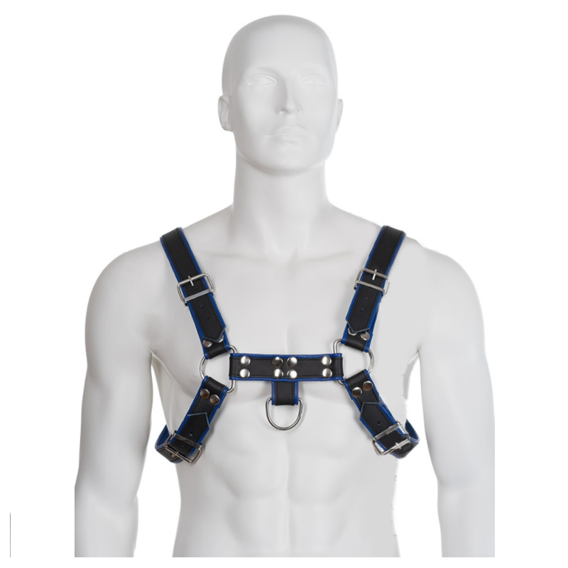 LEATHER BODY ARNES CUERO AZUL Y NEGRO CHEST...