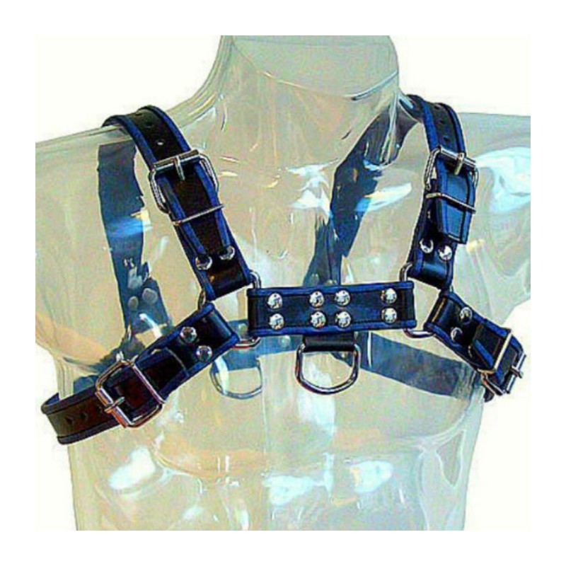 LEATHER BODY ARNES CUERO AZUL Y NEGRO CHEST...