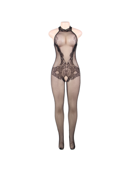 QUEEN LINGERIE BODYSTOCKING CON ABERTURA Y ENCAJE FLORAL S-L