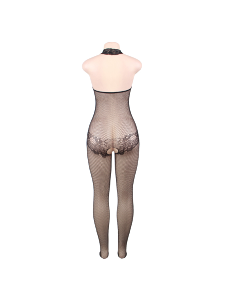 QUEEN LINGERIE BODYSTOCKING CON ABERTURA Y ENCAJE FLORAL S-L