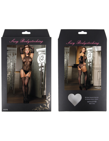 QUEEN LINGERIE SPLIT LONG SLEEVE FISHNET BODYSTOCKING S-L