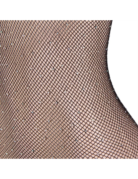 QUEEN LINGERIE BODYSTOCKING MANGA LARGA CON BRILLANTES S-L
