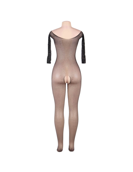 QUEEN LINGERIE BODYSTOCKING MANGA LARGA CON BRILLANTES S-L