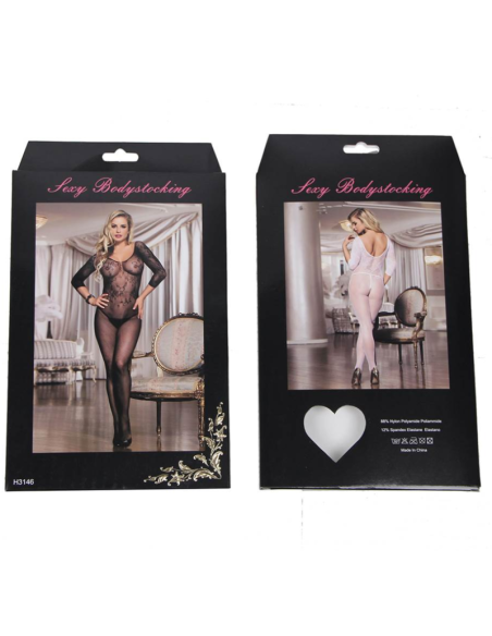 QUEEN LINGERIE BODYSTOCKING CON ABERTURA MANGA LARGA S-L