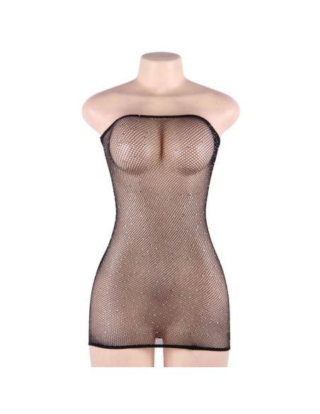 QUEEN LINGERIE VESTIDO CUERPO DE RED CON BRILLANTES S-L