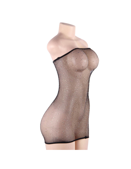 QUEEN LINGERIE VESTIDO CUERPO DE RED CON BRILLANTES S-L