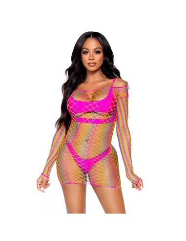LEG AVENUE MINI VESTIDO EN RED MANGA LARGA...