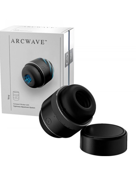 ARCWAVE - VOY MALE STROKER WITH 8 PRESSURE SETTINGS BLACK (10 ML LUBRICANT INCLUDED)