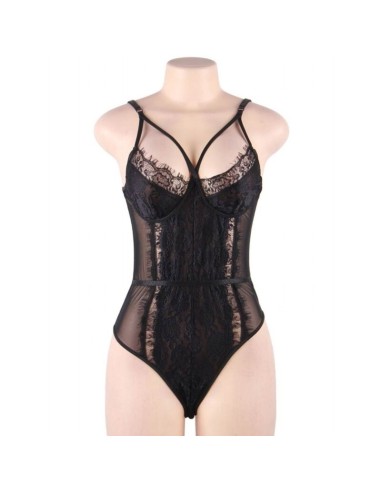 QUEEN LINGERIE TEDDY ENCAJE NEGRO S/M