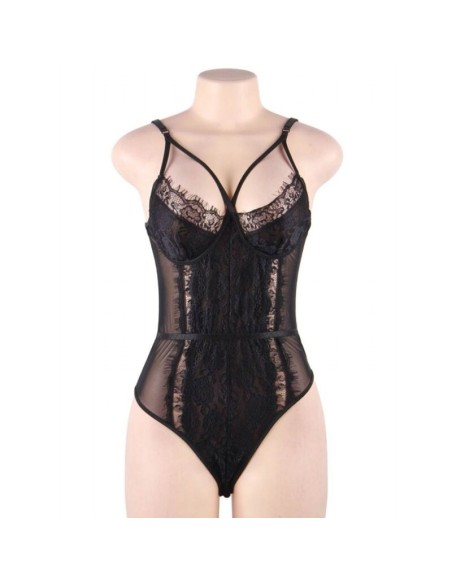 QUEEN LINGERIE TEDDY ENCAJE NEGRO S/M