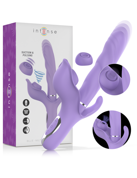INTENSE - BILLIE VIBRADOR MULTIFUNCIÓN RECARGABLE SUCCIONADOR CON PULSADOR MORADO