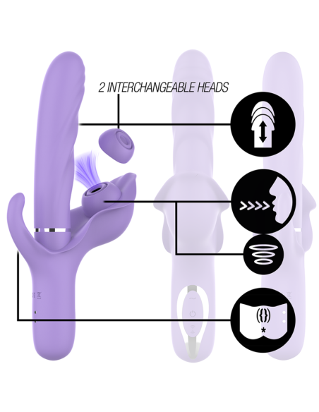INTENSE - BILLIE VIBRADOR MULTIFUNCIÓN RECARGABLE SUCCIONADOR CON PULSADOR MORADO