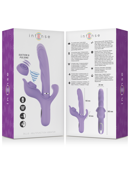 INTENSE - BILLIE VIBRADOR MULTIFUNCIÓN RECARGABLE SUCCIONADOR CON PULSADOR MORADO
