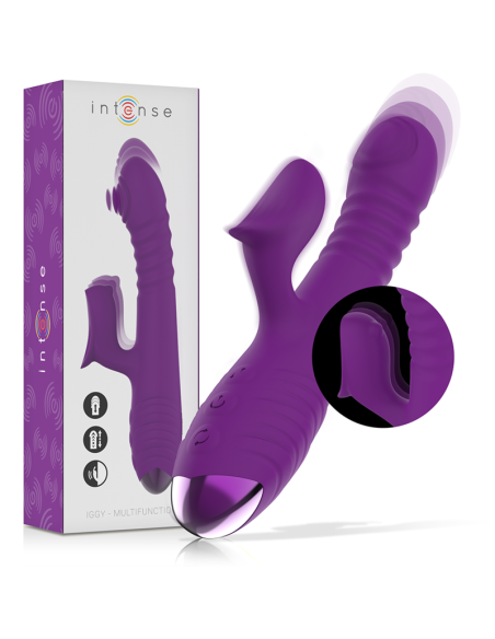 INTENSE - IGGY VIBRADOR MULTIFUNCIÓN RECARGABLE UP  DOWN CON ESTIMULADOR DE CLITORIS MORADO