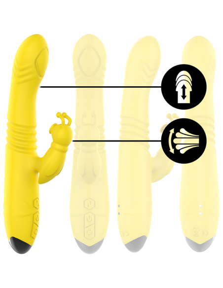 INTENSE - TOKY VIBRADOR MULTIFUNCIÓN RECARGABLE UP  DOWN CON ESTIMULADOR DE CLITORIS AMARILLO