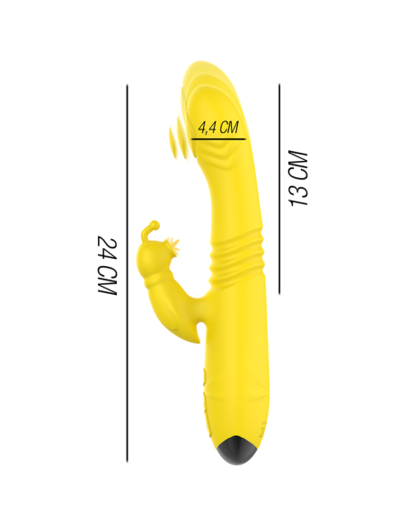 INTENSE - TOKY VIBRADOR MULTIFUNCIÓN RECARGABLE UP  DOWN CON ESTIMULADOR DE CLITORIS AMARILLO