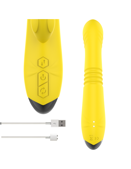 INTENSE - TOKY VIBRADOR MULTIFUNCIÓN RECARGABLE UP  DOWN CON ESTIMULADOR DE CLITORIS AMARILLO